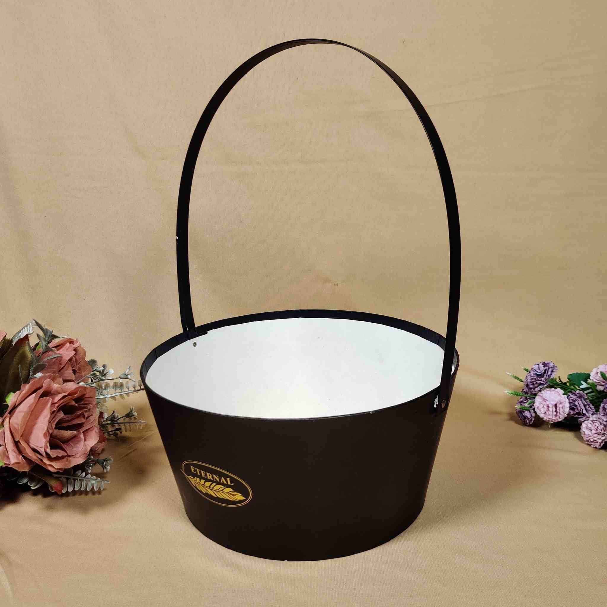 Black Handle Popcorn Basket For Gift Hamper (10x10x5 inches)