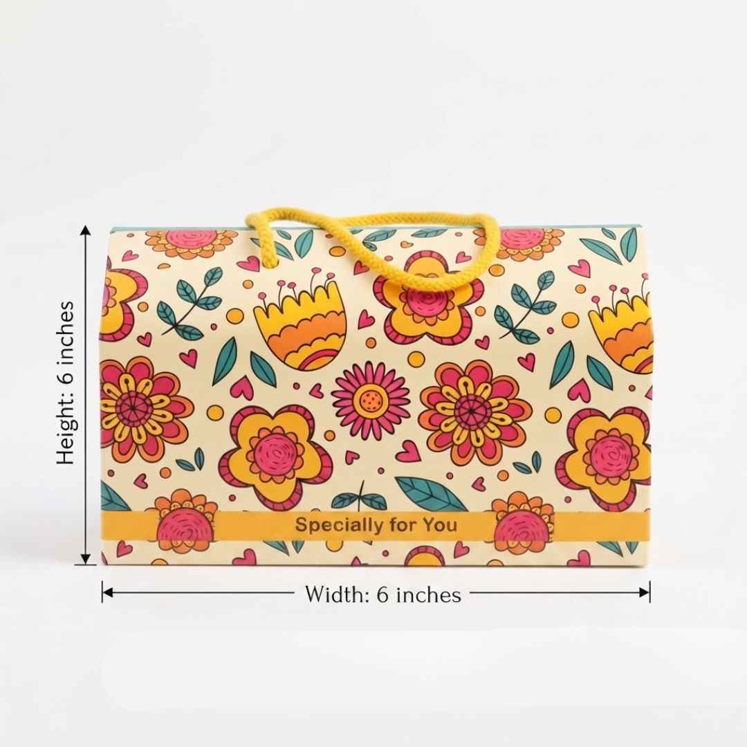 Pack of 8 Floral Rope Handle Gift Box