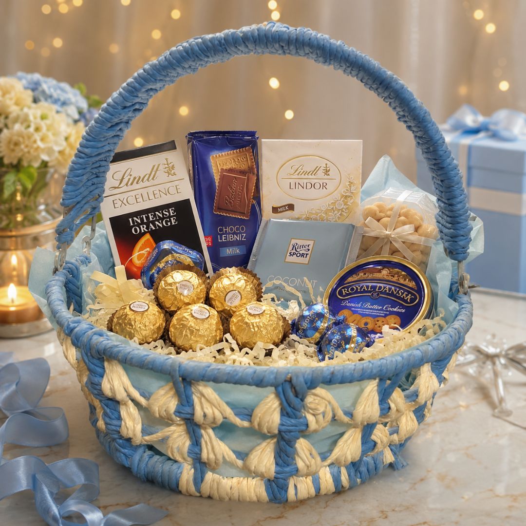 Set of 3 -Blue Ivory Handcrafted Gifting Basket Set
