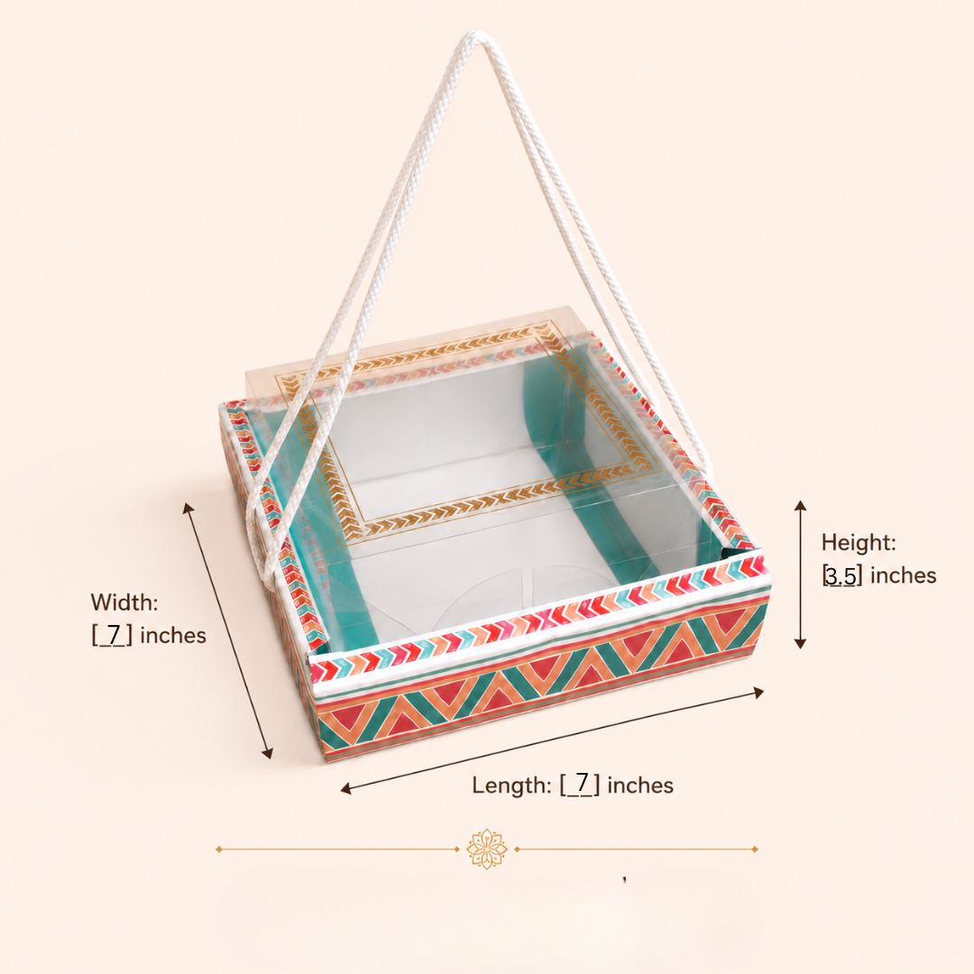 Pack of 5 -Transparent Lid Festive Gift Tray Box