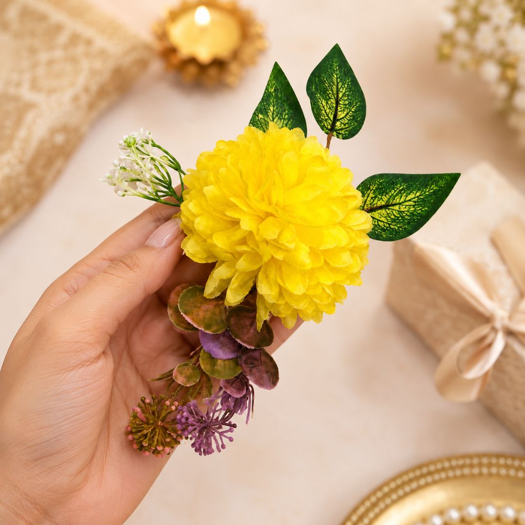 Yellow Floral Decoration Accessory for Hamper Packing