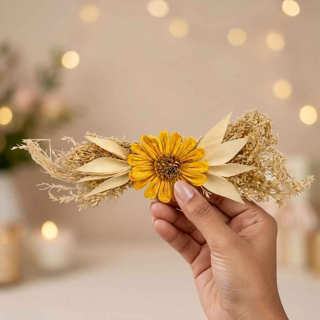 Set of 5 Yellow Daisy Decorative Accessories for Hamper & Trousseau Packing