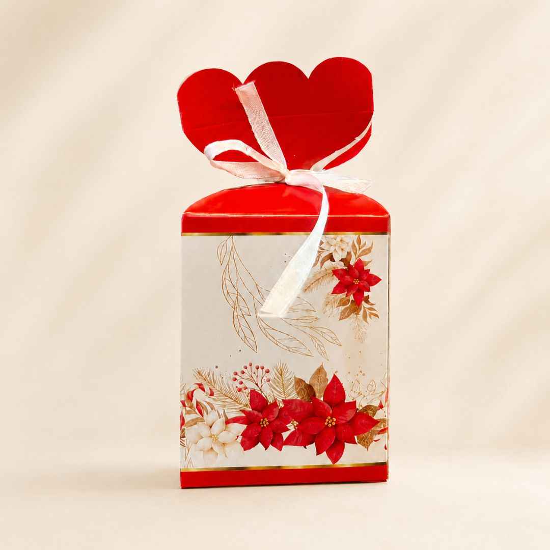 Pack of 8 -Red Floral Ribbon Gift Box