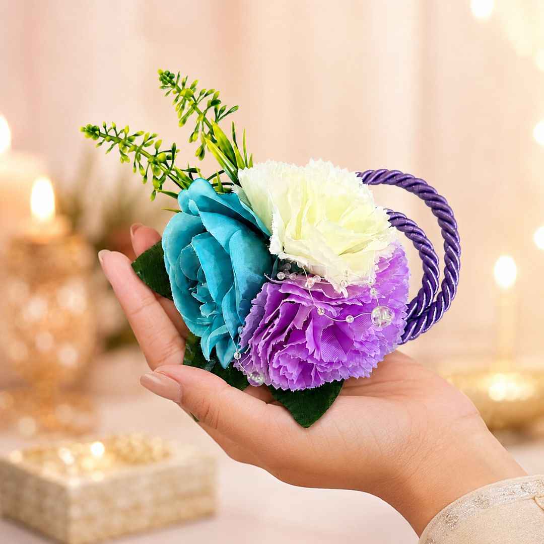 Set of 5 Multicolor Floral Decorative Accessories for Hamper & Trousseau Packing
