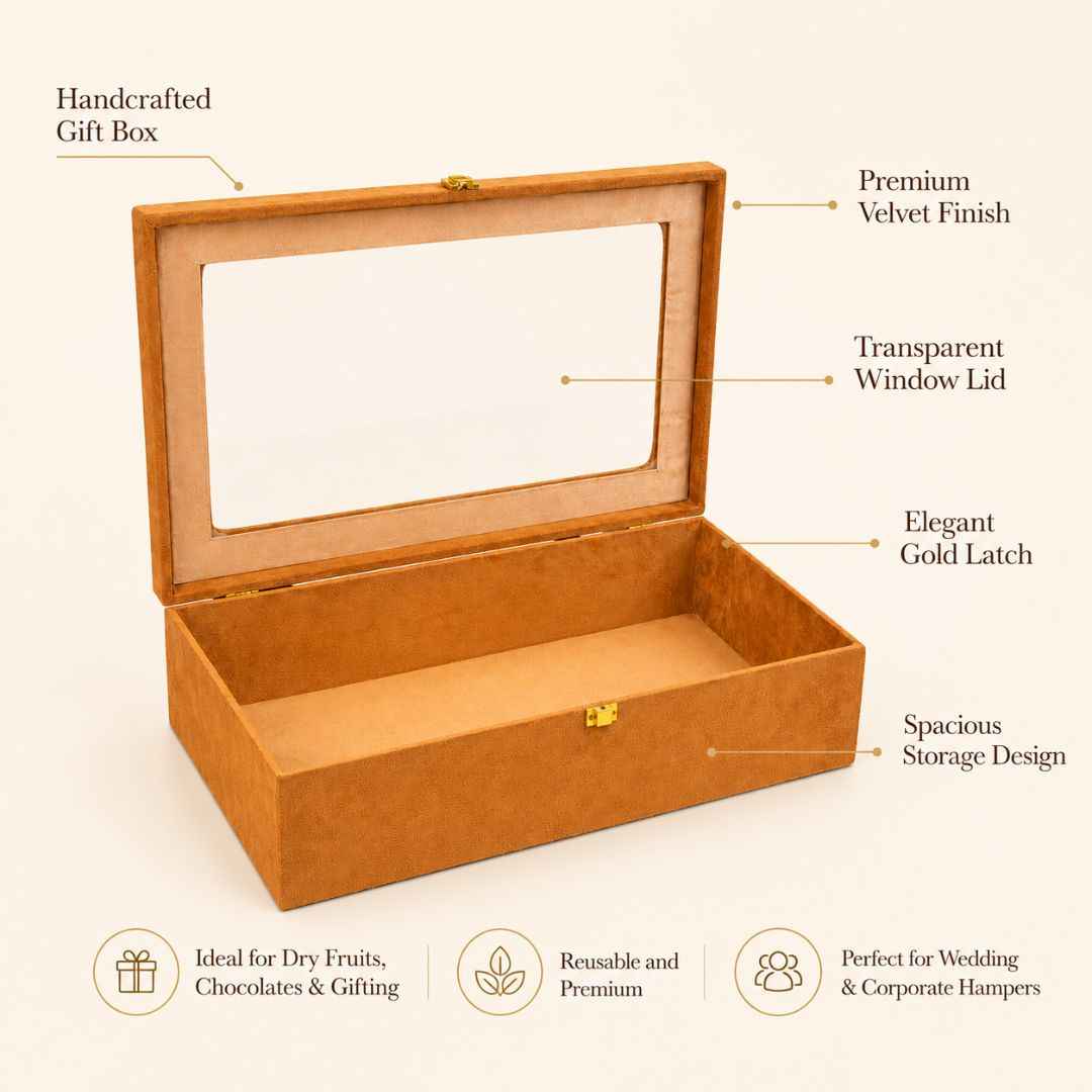 Mustard Transparent Lid Gift Box with Golden Latch