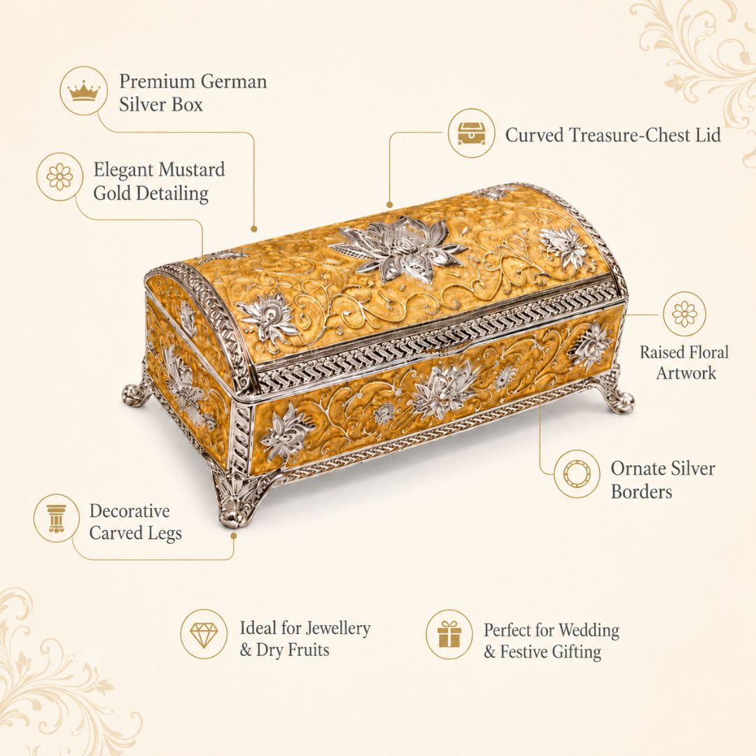 Royal Enamel German Silver Storage Box – Premium Velvet-Lined Gift Box