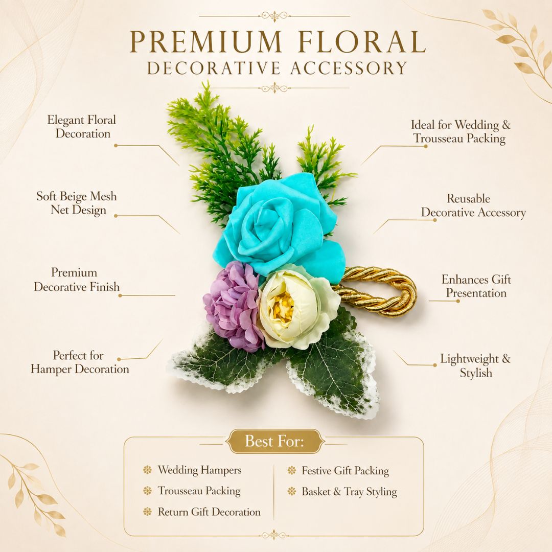 Turquoise Blue Rose Floral Decoration Accessory for Hamper Packing