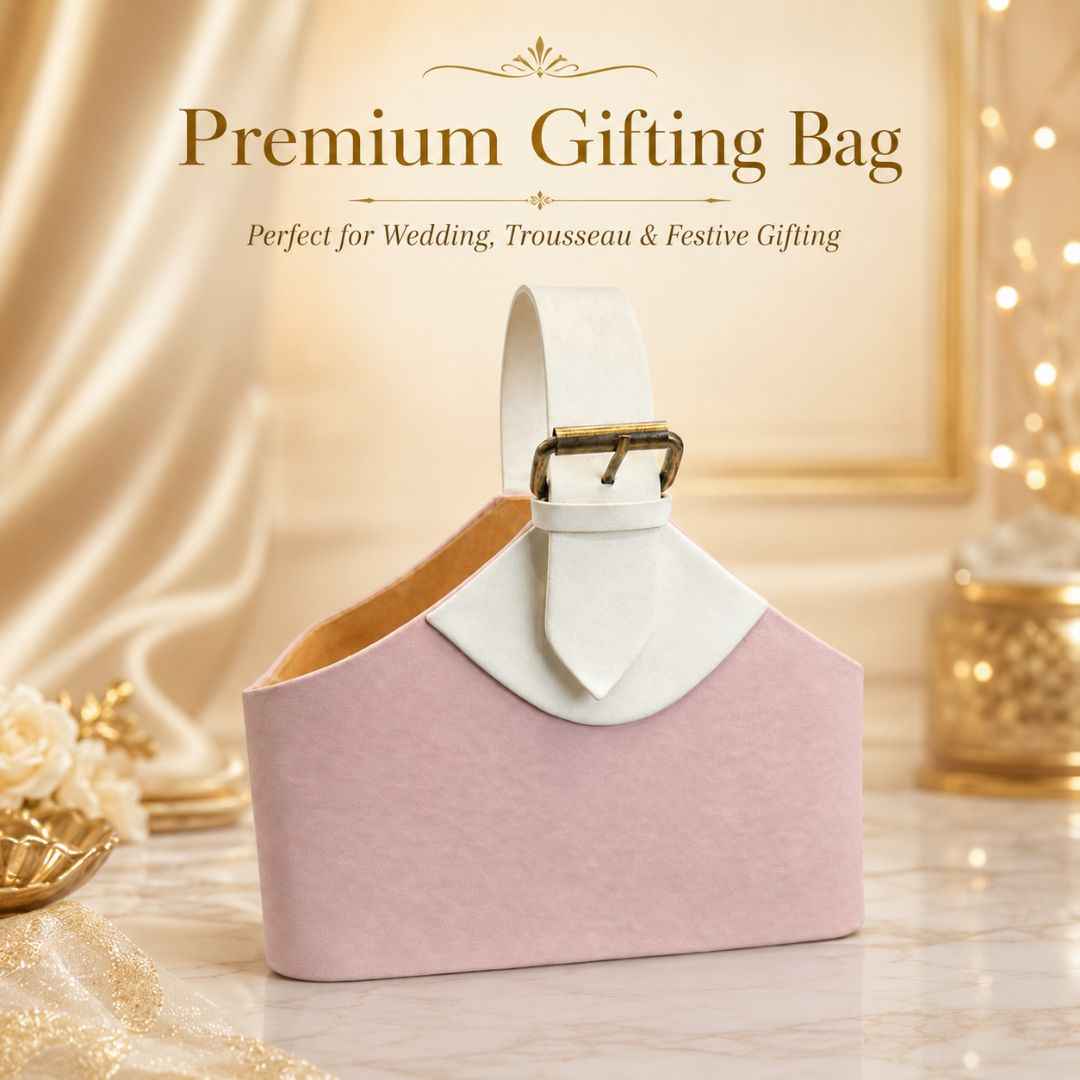 Premium Blush Pink Basket Style Gifting Bag for Hampers, Trousseau & Return Gifts