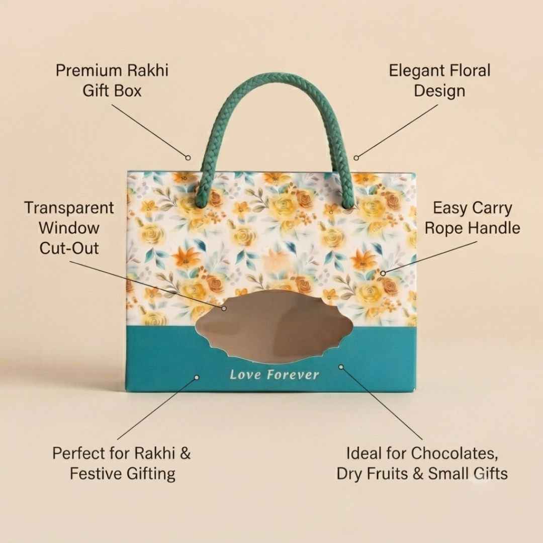 Pack of 8- Teal Floral Love Forever Gift Box