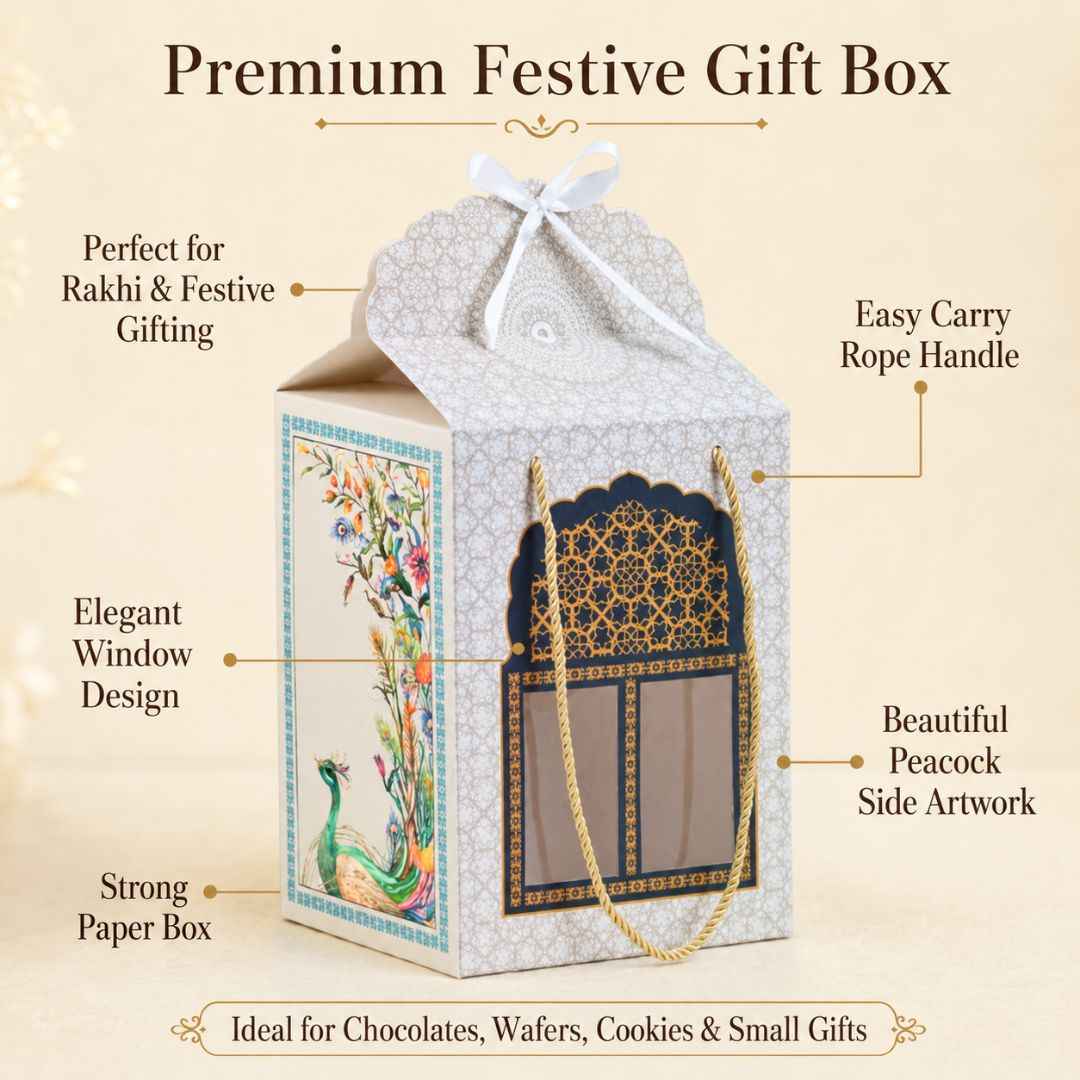 Pack of 5- Ivory Peacock Window Gift Box Pack of 5