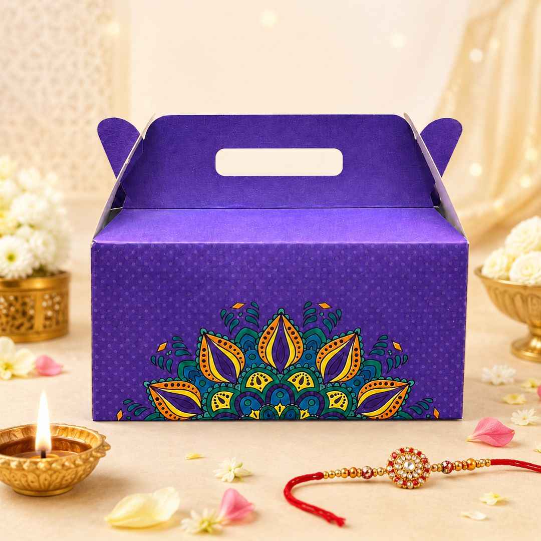 Pack of 8- Purple Mandala Festive Gift Box