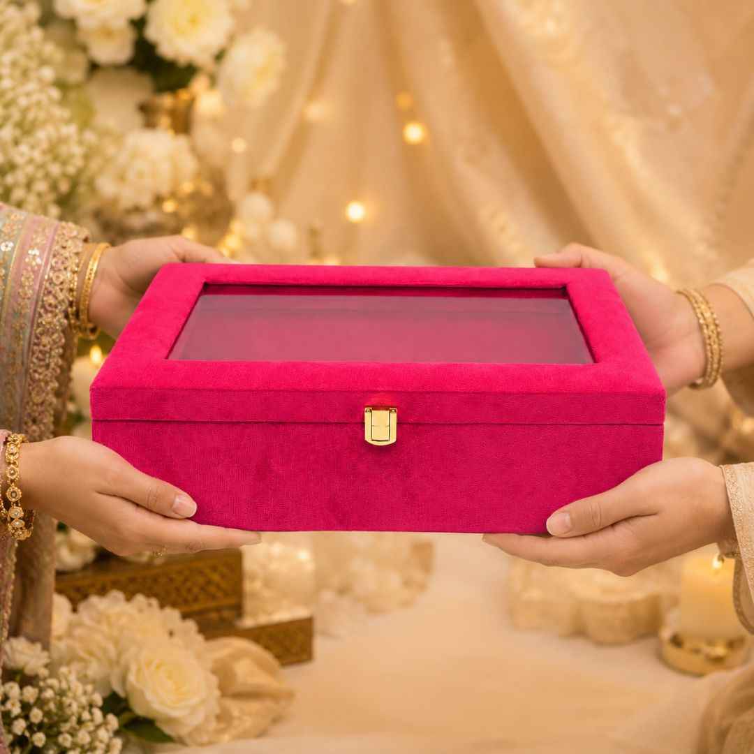 Rani Pink Transparent Lid Gift Box with Golden Latch