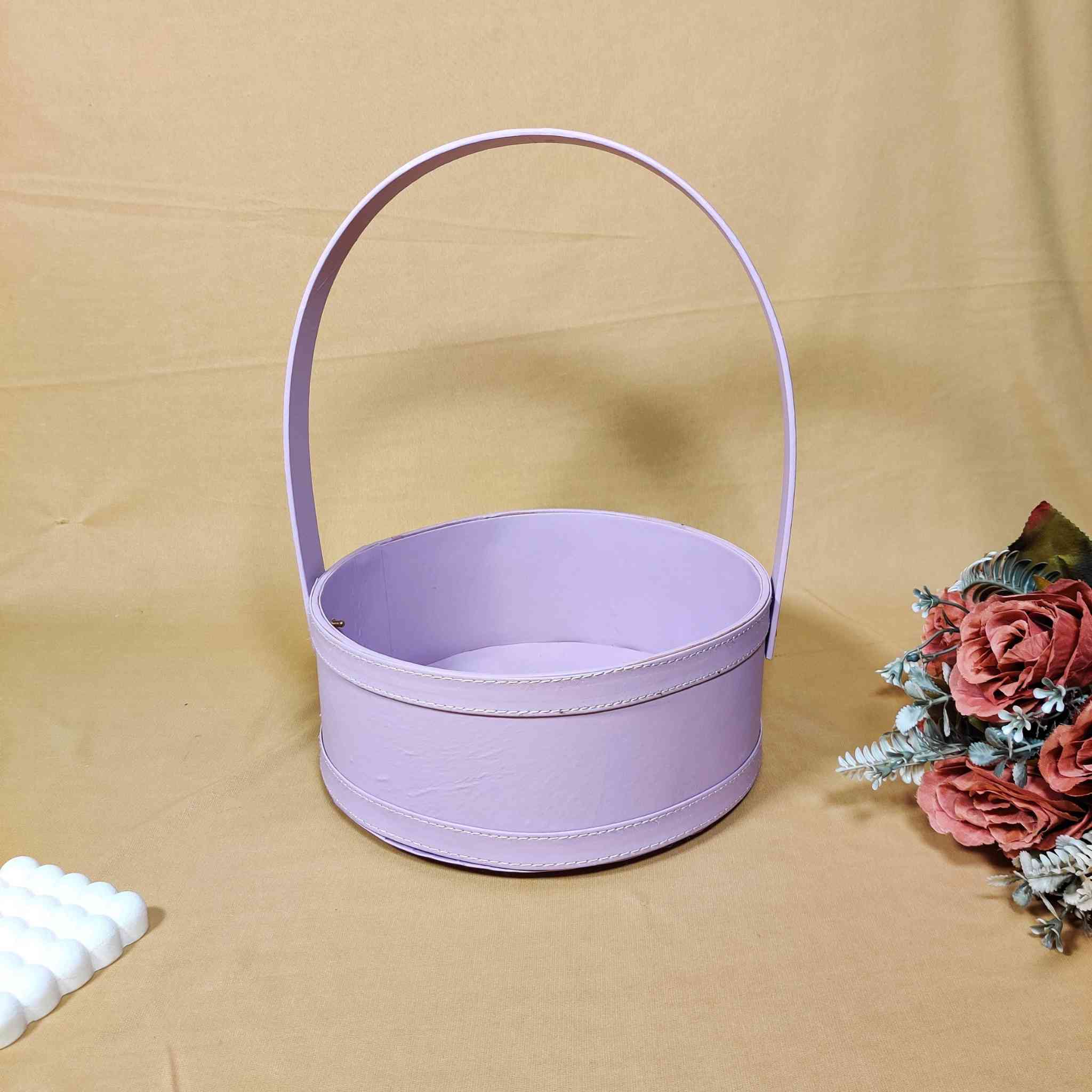 Purple Handle Basket For Gift Hamper (10x10x4 inches) | adscraft.in 