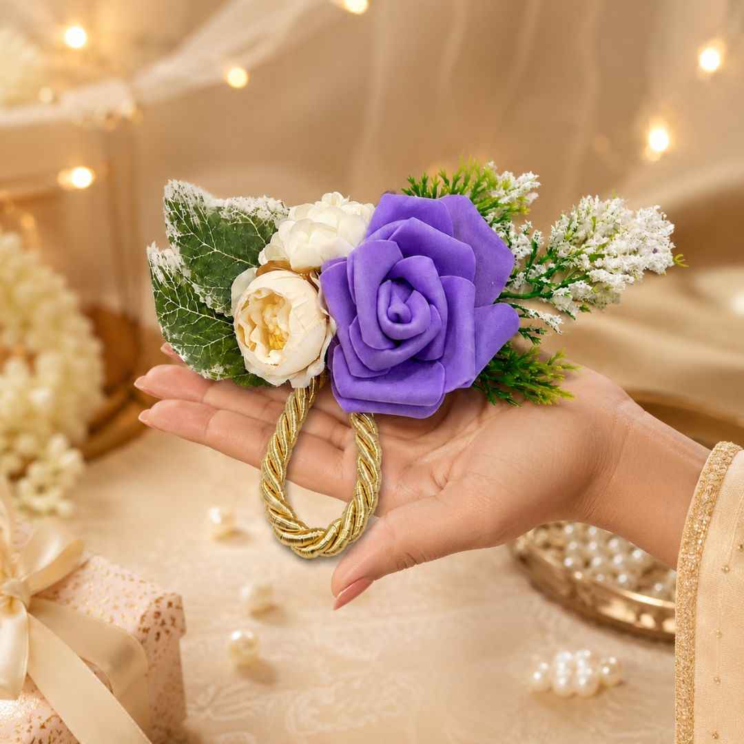 Purple Rose Floral Decoration Accessory for Hamper Packing
