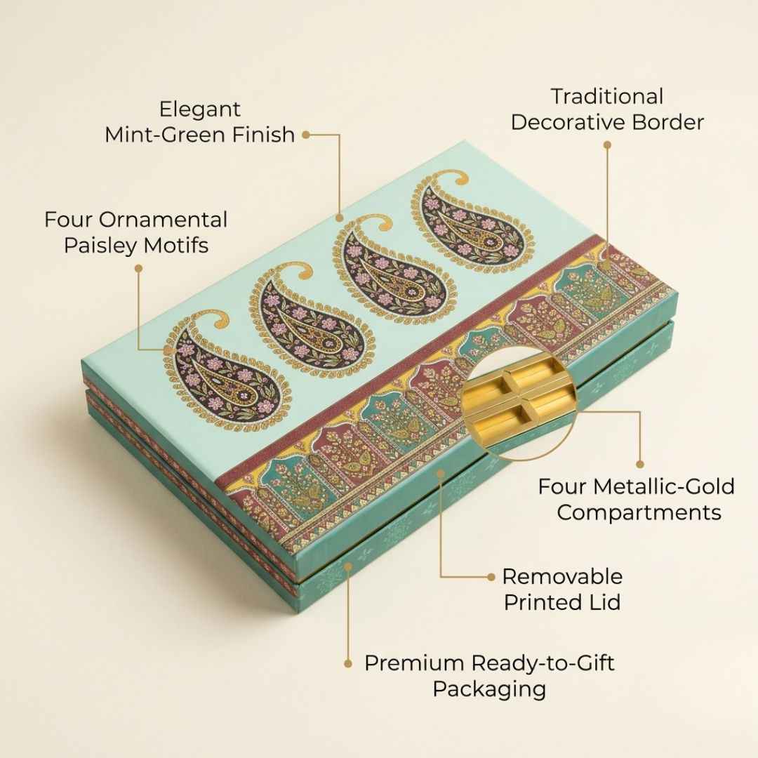 Pista Green Paisley Print Gift Box
