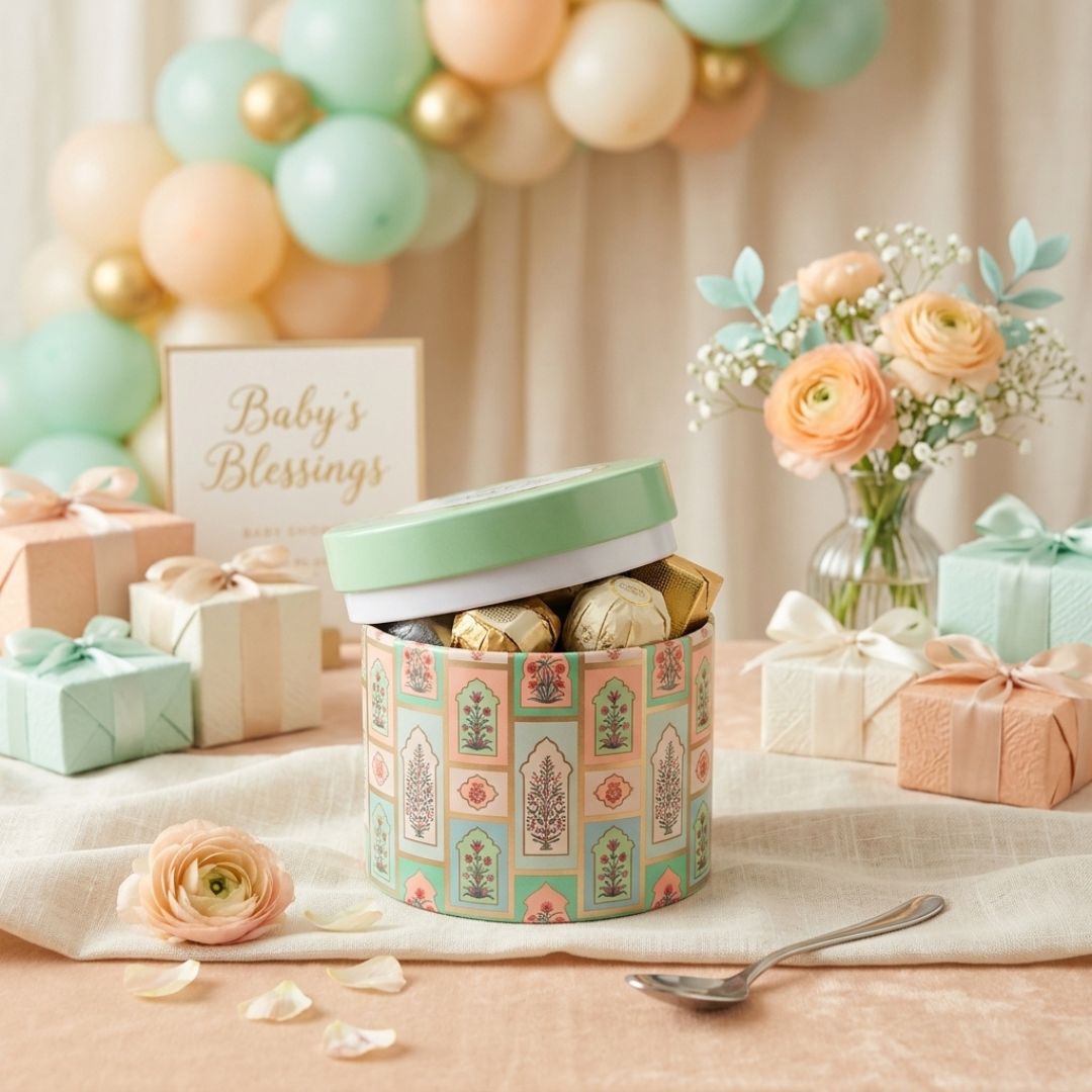 Pack of 6 Pastel Floral Printed Metal Tin Box with Lid – Premium Gift & Dry Fruit Packaging Box