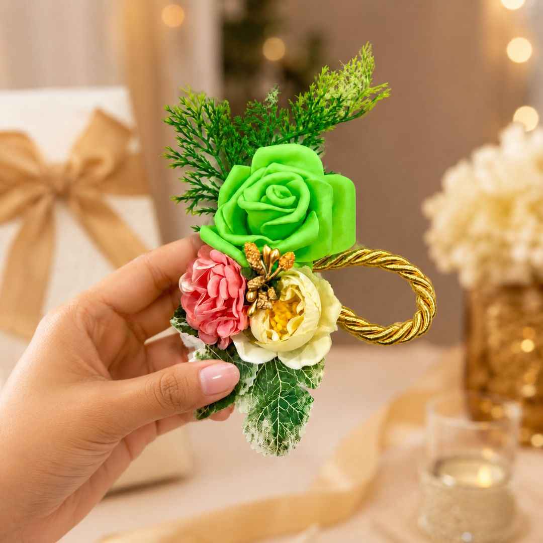 Green Rose Floral Decoration Accessory for Hamper Packing