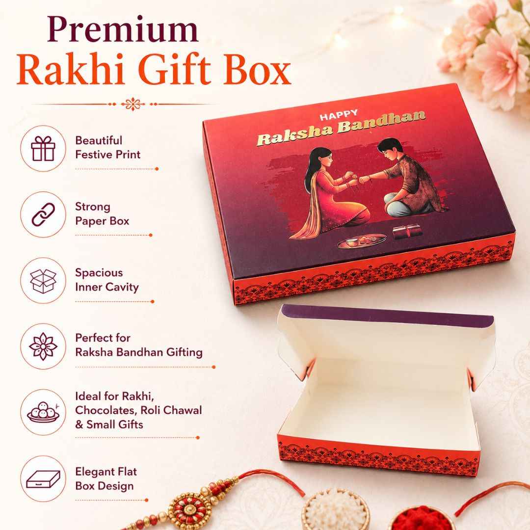 Premium Raksha Bandhan Hamper Box – Red Rakhi Gift Box | Set of 10