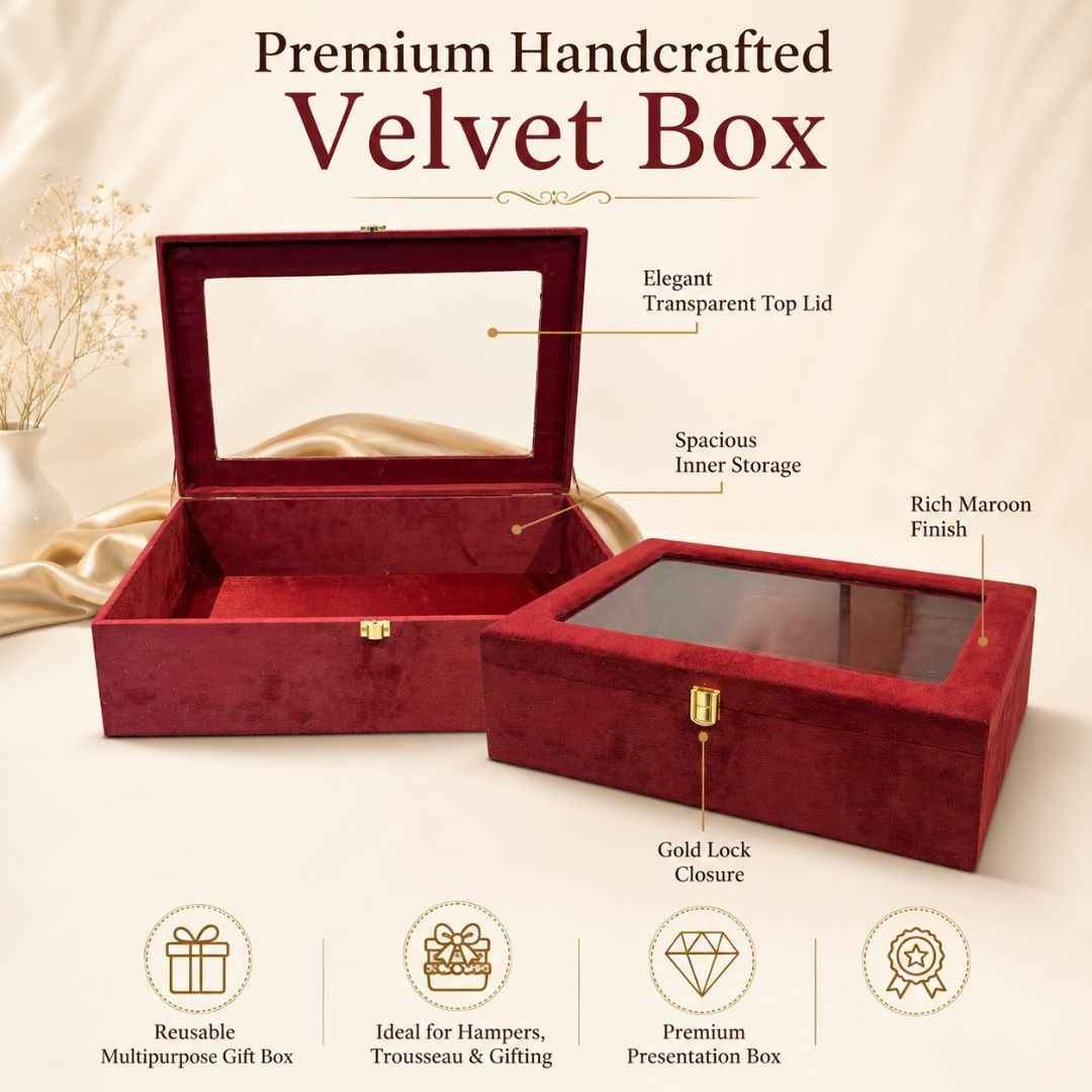 Maroon Transparent Lid Gift Box with Golden Latch