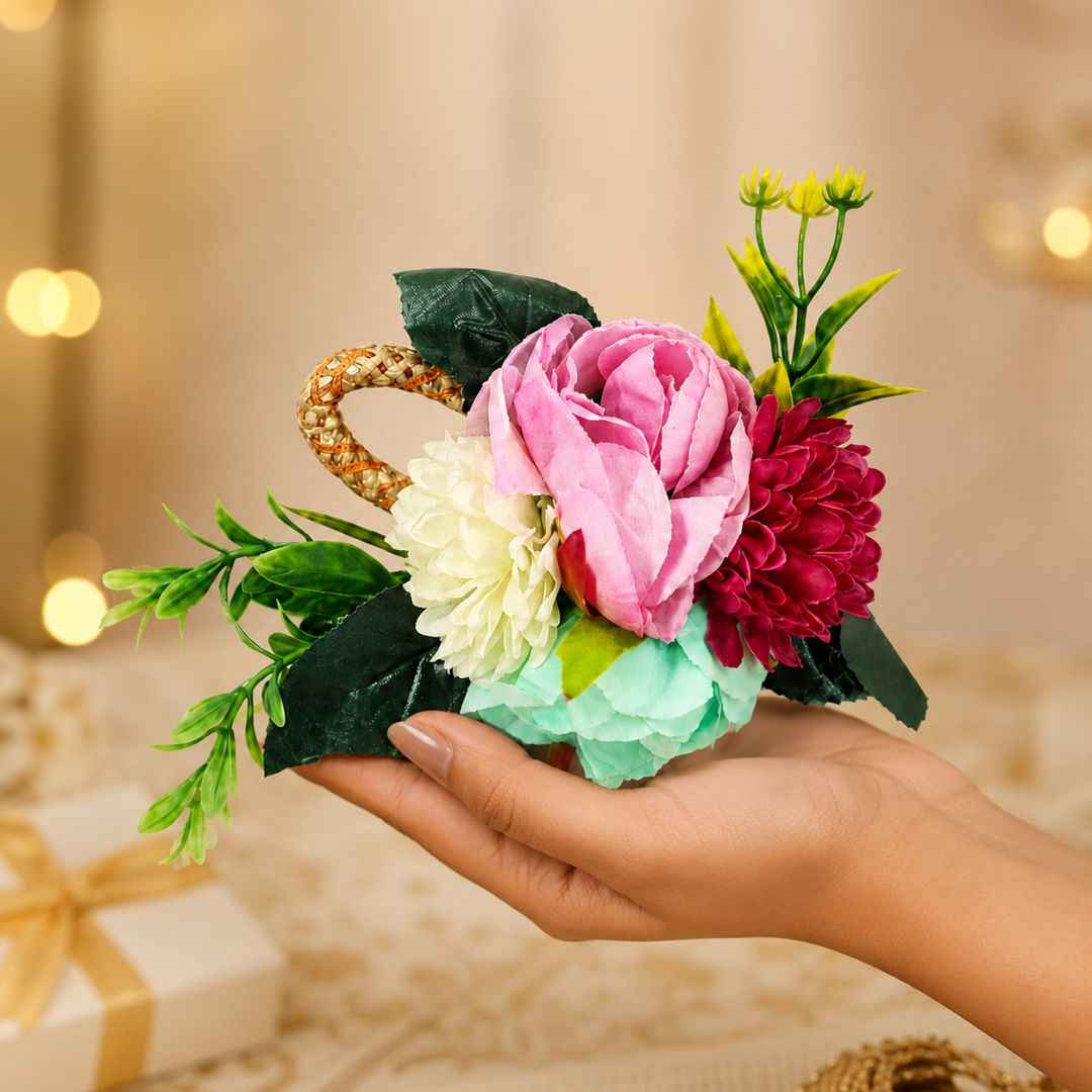 Set of 5 Multicolor Floral Decorative Accessories for Hamper & Trousseau Packing