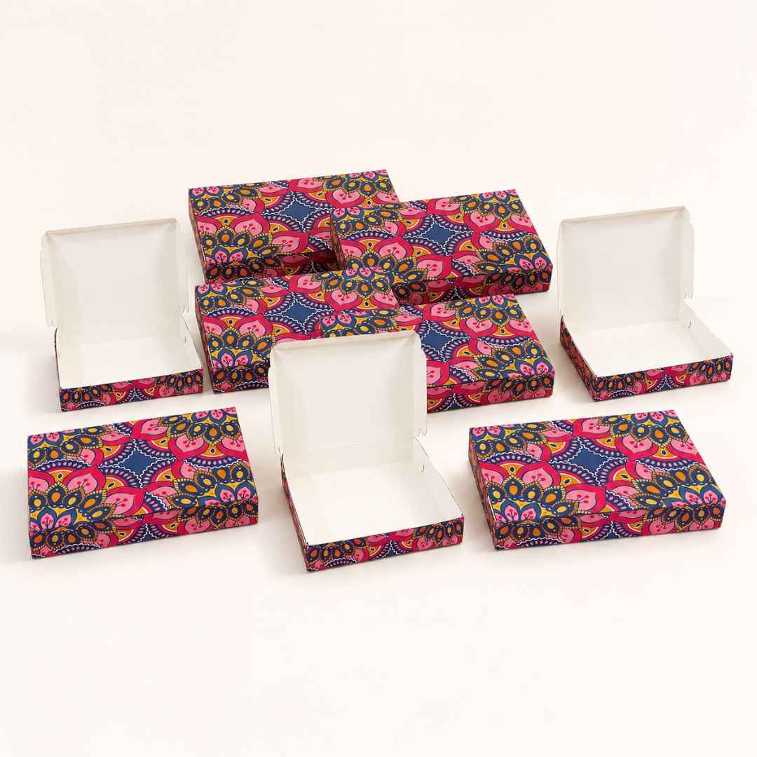 Multicolor Floral Rakhi Gift Box Pack of 10