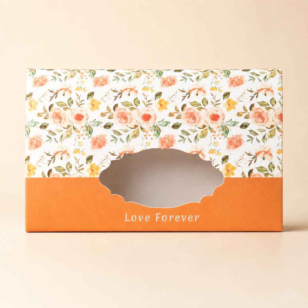 Pack of 8- Orange Floral Love Forever Gift Box