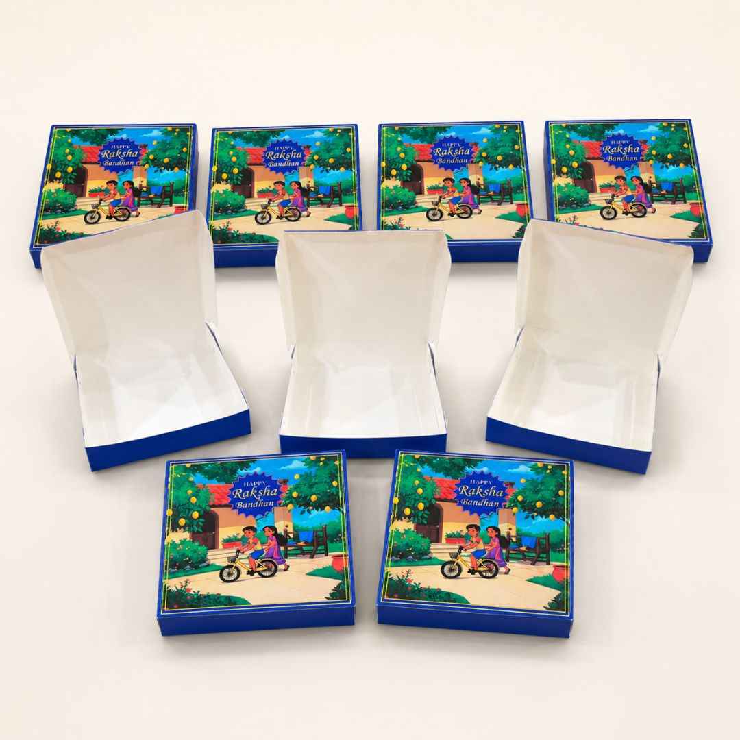 Blue Happy Raksha Bandhan Rakhi Gift Box Pack of 10