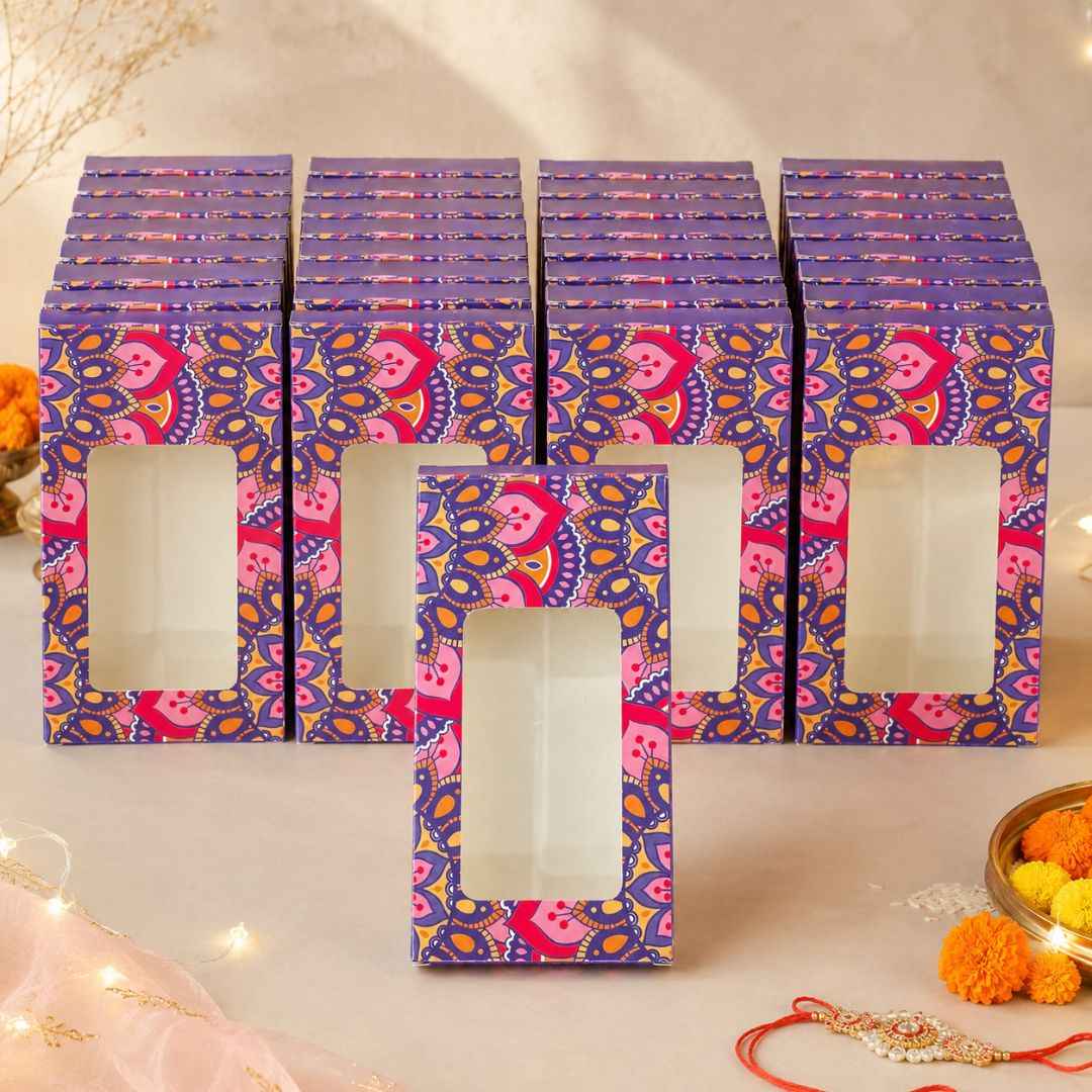 Multicolor Rakhi Hamper Window Box – Premium Raksha Bandhan Gift Box | Set of 10