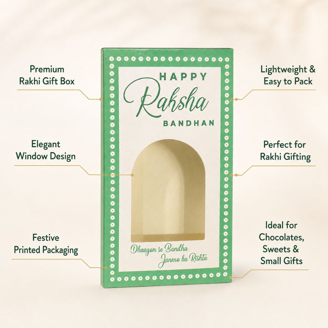 Pack of 10-Green Happy Raksha Bandhan Bar Box