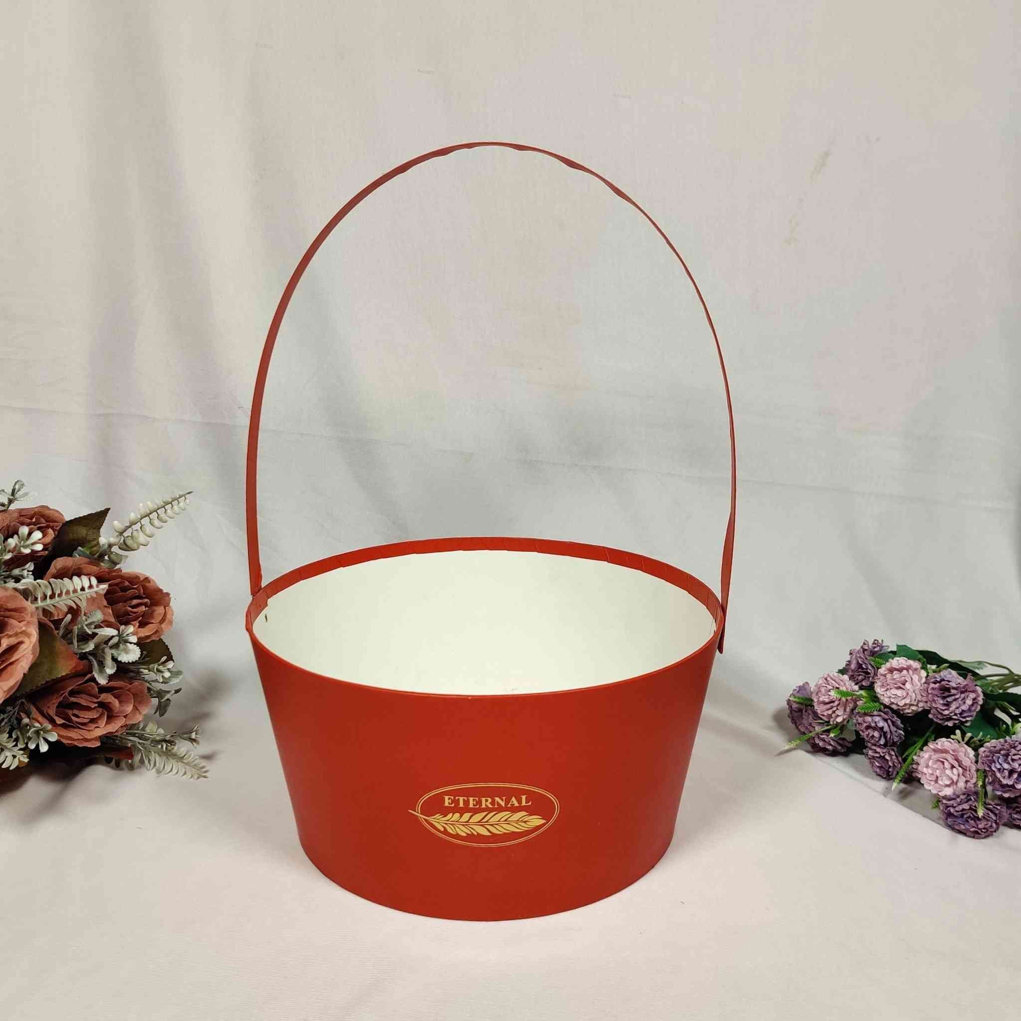 Red Handle Popcorn Basket For Gift Hamper (10x10x5 inches) | adscraft.in 