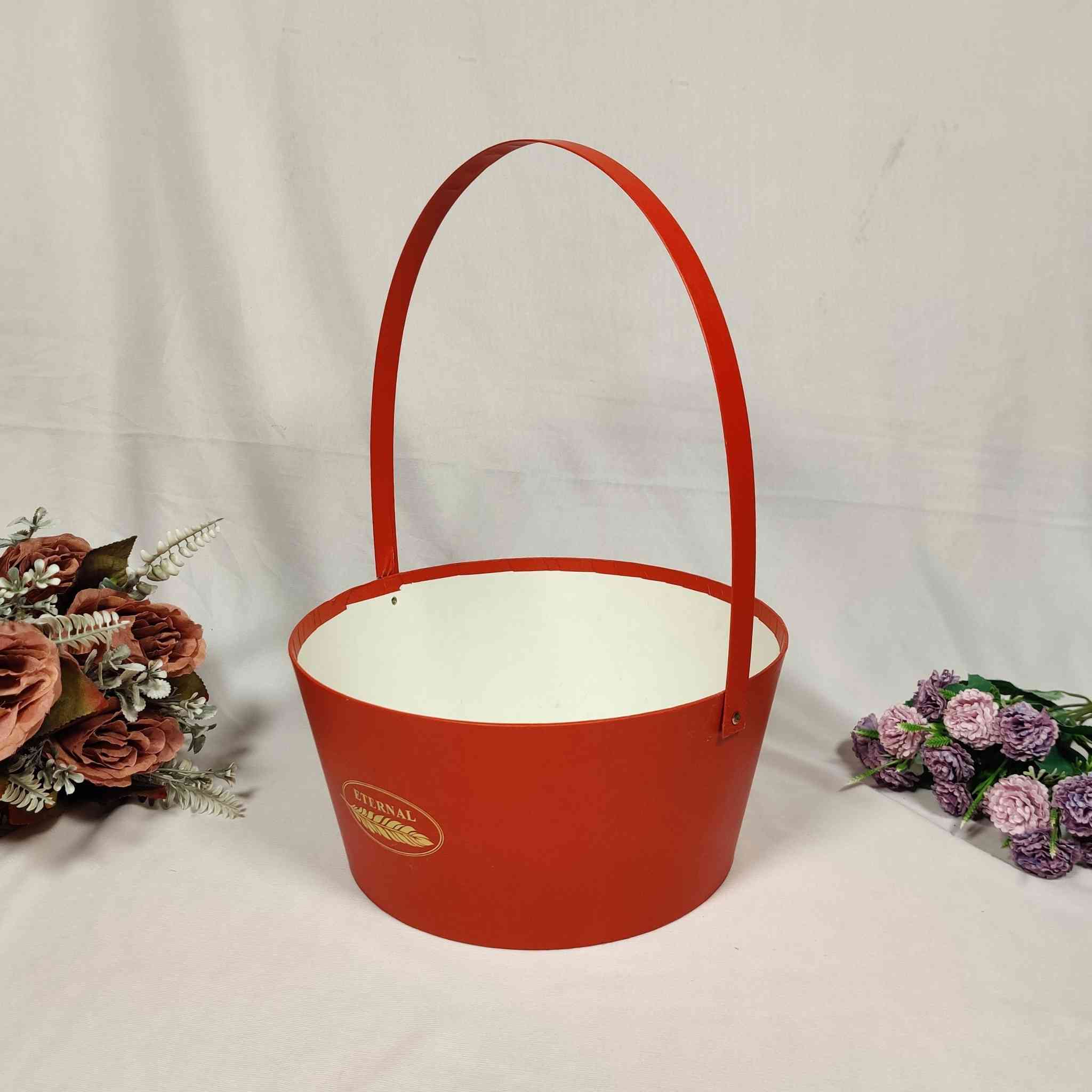 Red Handle Popcorn Basket For Gift Hamper (10x10x5 inches)