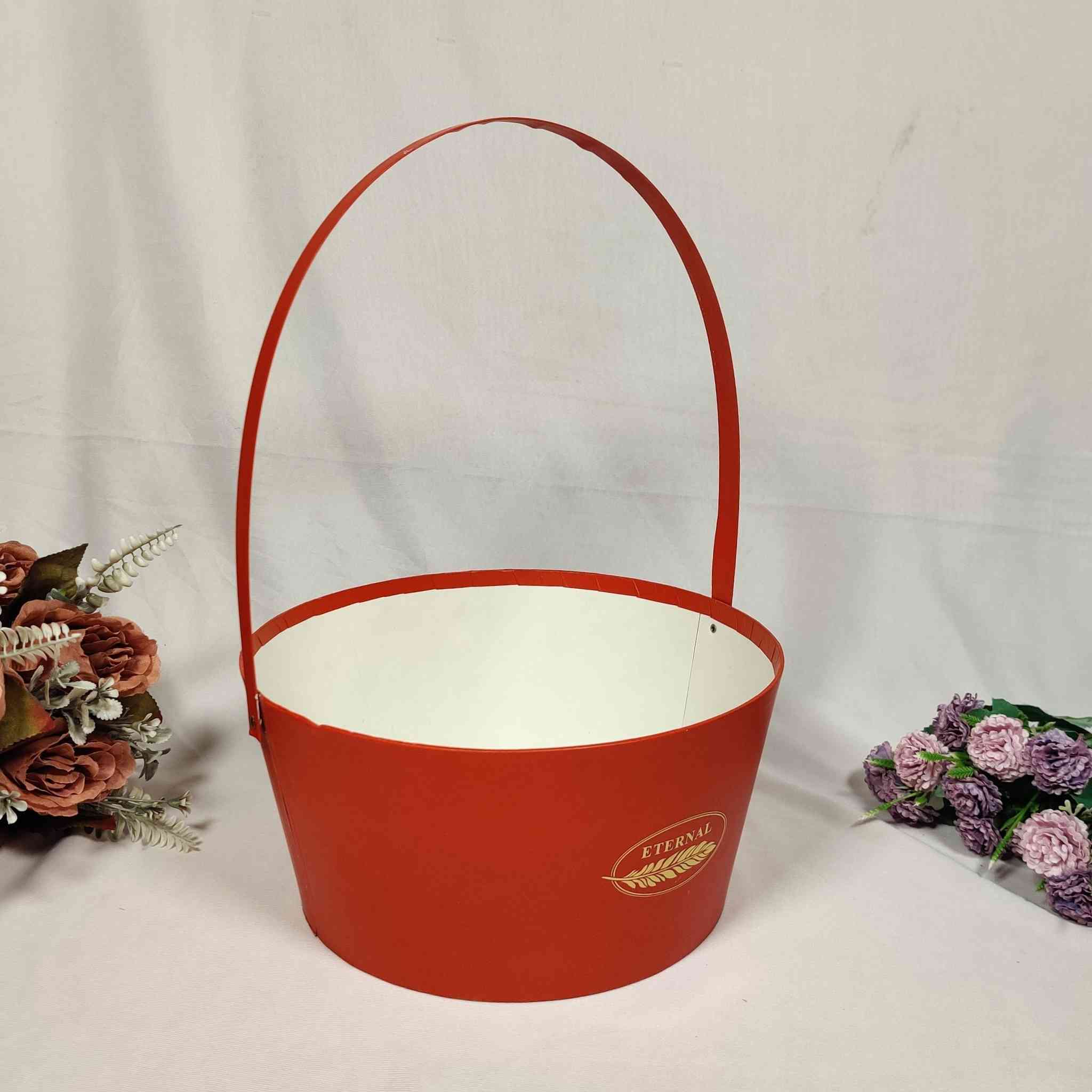 Red Handle Popcorn Basket For Gift Hamper (10x10x5 inches)