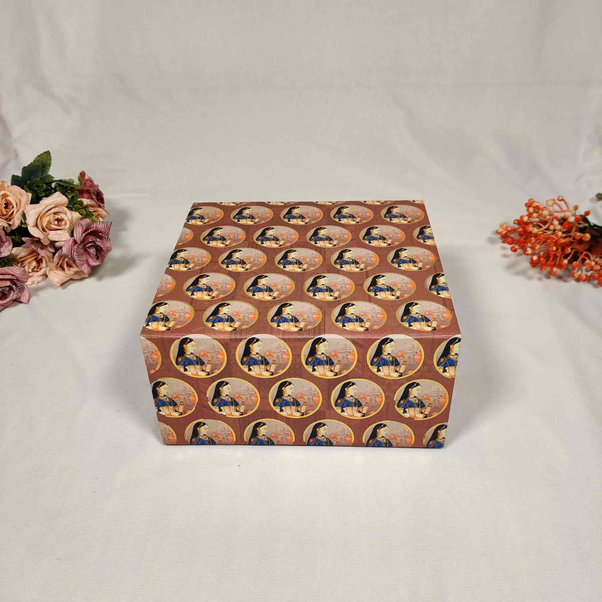 Brown Queen Flip Box For Gift Hamper (10x10x4 inches) | adscraft.in 