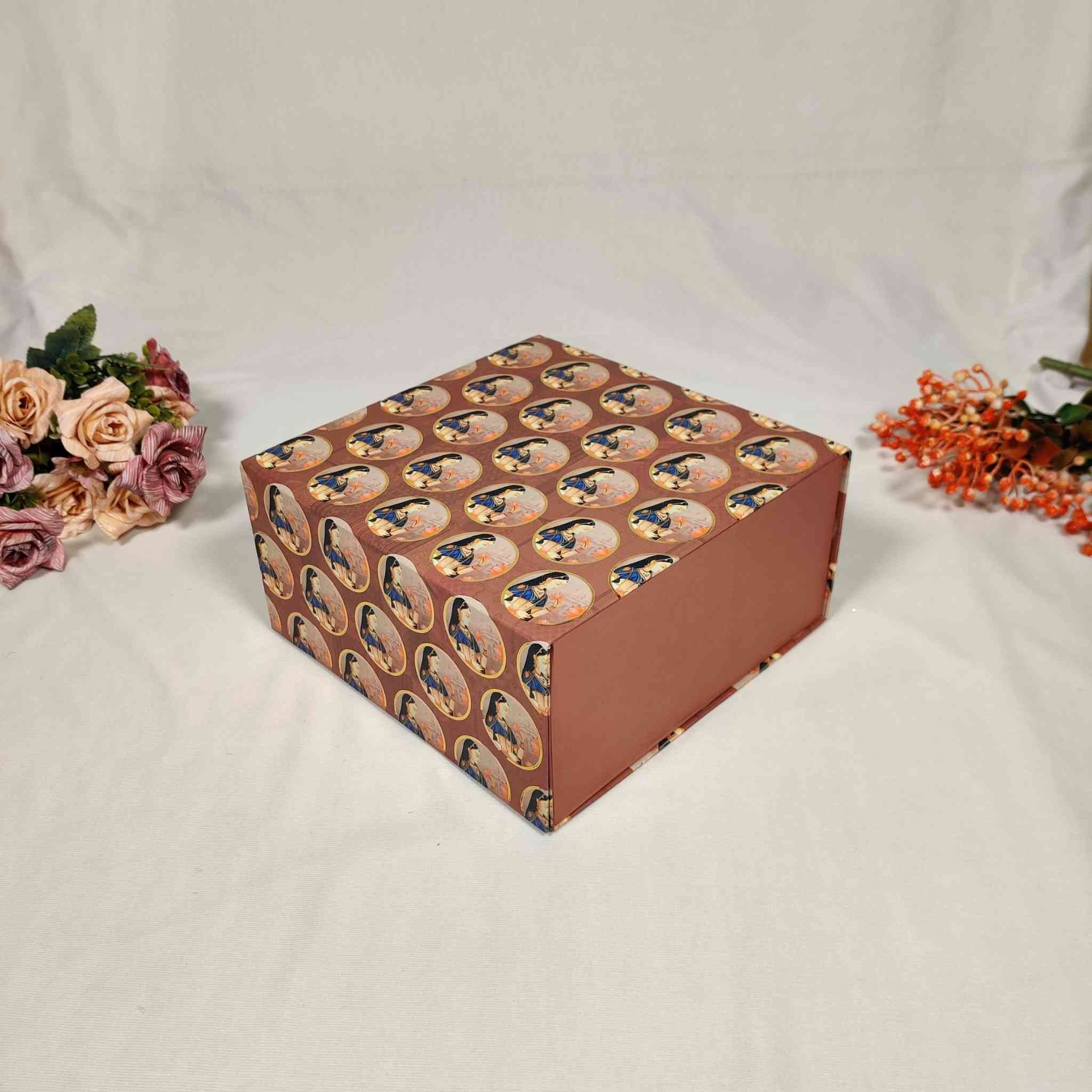 Brown Queen Flip Box For Gift Hamper (10x10x4 inches)