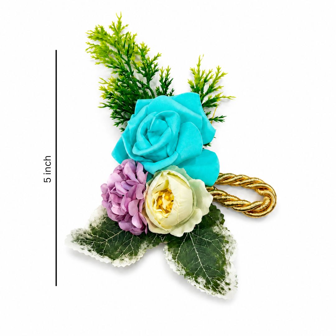 Turquoise Blue Rose Floral Decoration Accessory for Hamper Packing