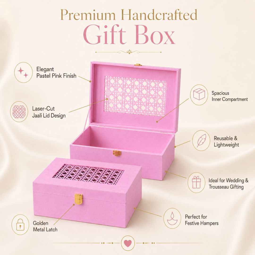 Pastel Pink Laser Cut Gift Box with Golden Latch