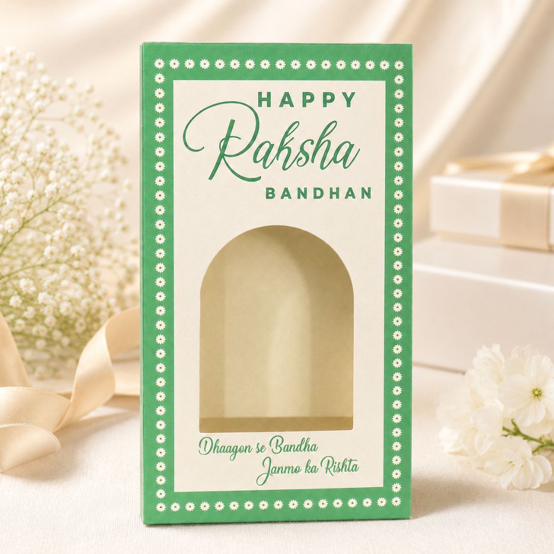 Pack of 10-Green Happy Raksha Bandhan Bar Box