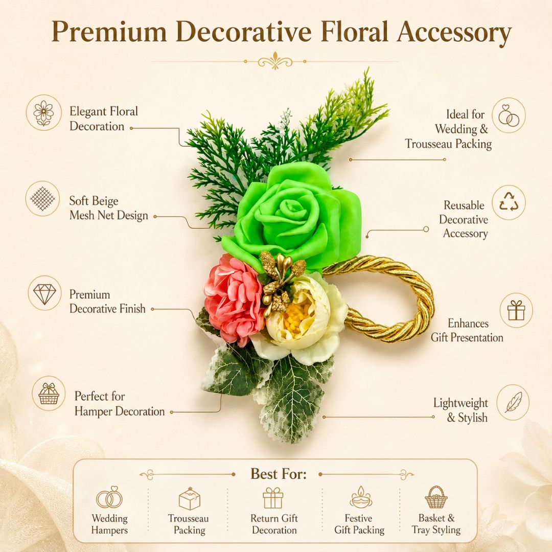 Green Rose Floral Decoration Accessory for Hamper Packing