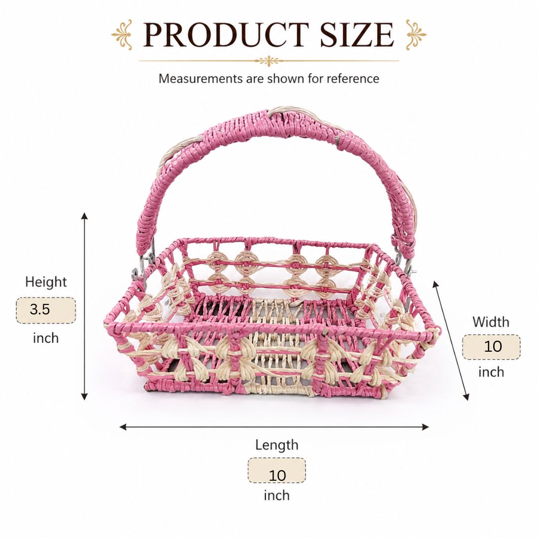 set of 3 - Pink Ivory Handcrafted Gifting Basket with Handle