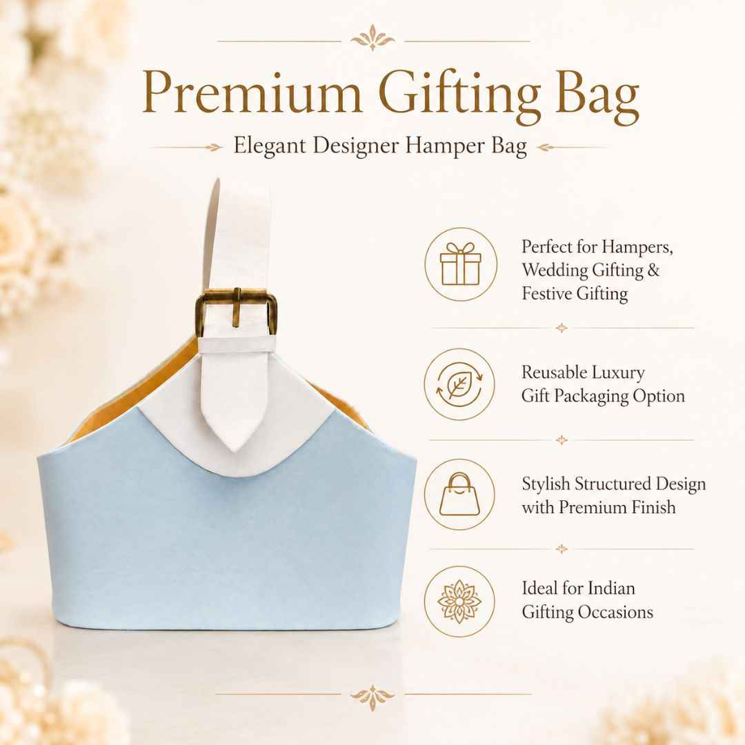 Premium Baby Blue Basket Style Gifting Bag for Hampers, Trousseau & Return Gifts