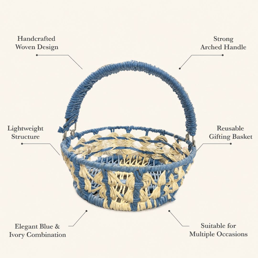 Set of 3 -Blue Ivory Handcrafted Gifting Basket Set