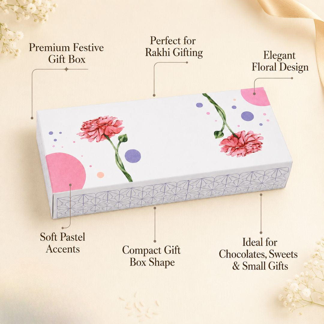 Pack of 8-White Carnation Floral Slim Gift Box