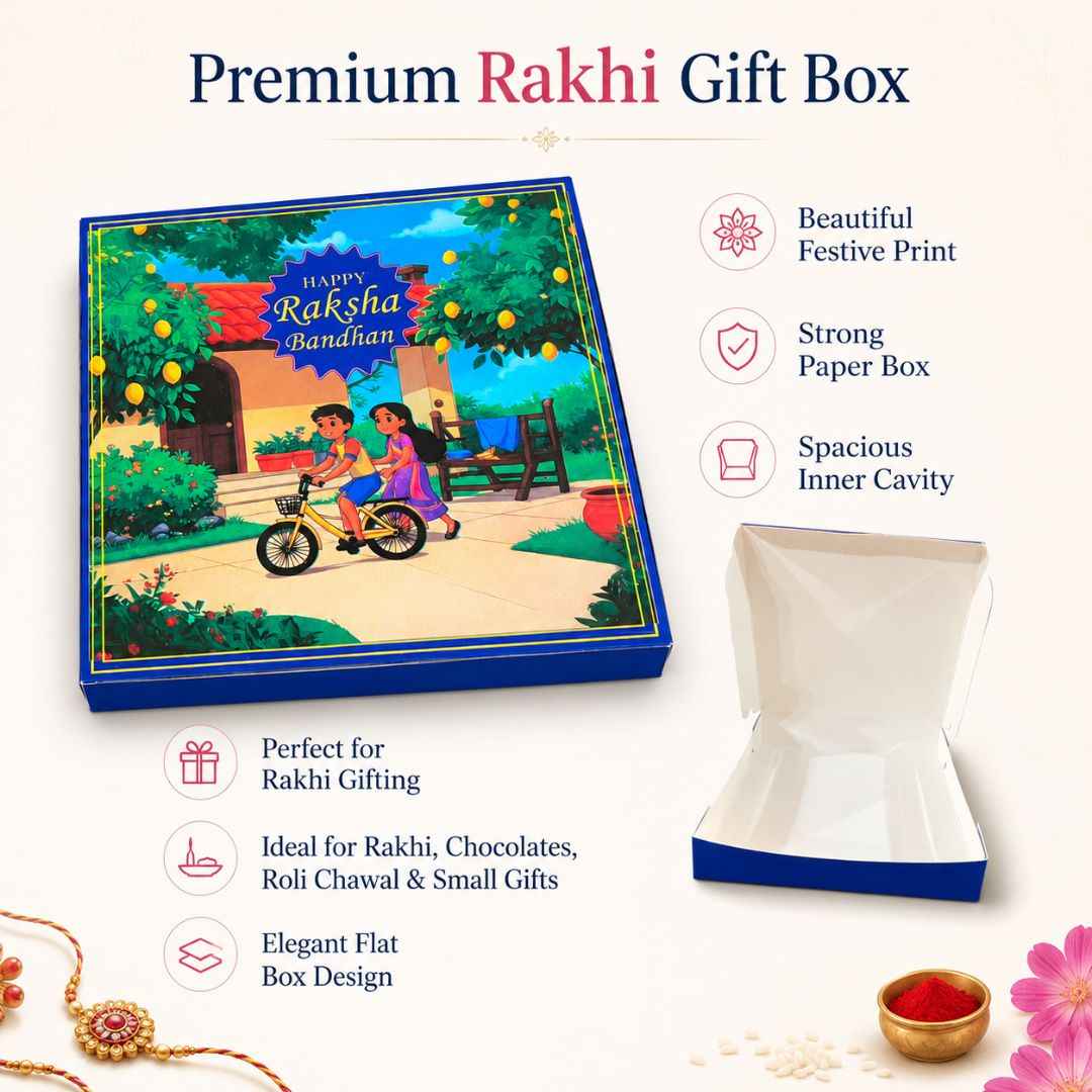 Blue Happy Raksha Bandhan Rakhi Gift Box Pack of 10