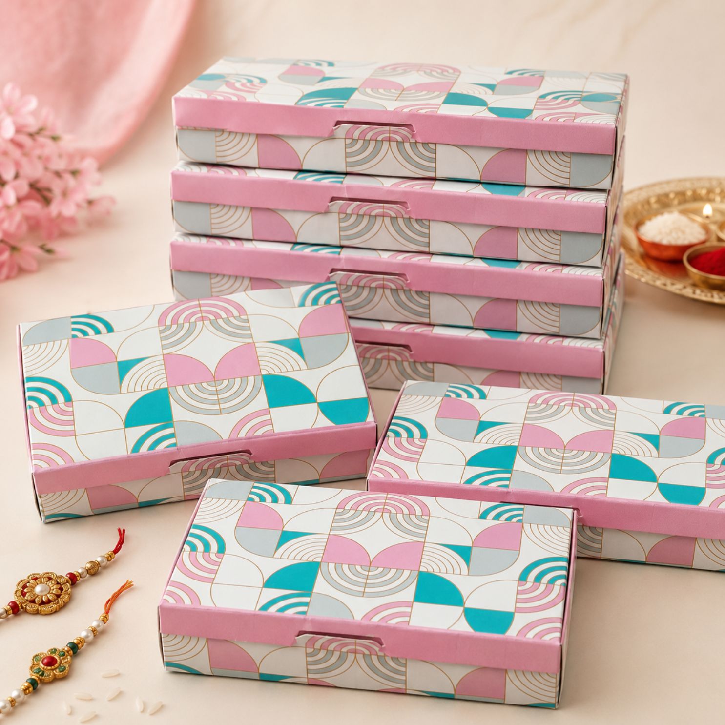 Pack of 8-Pastel Geometric Premium Gift Box