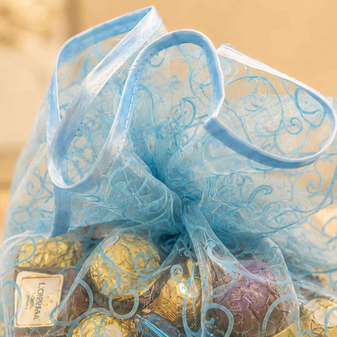 Sky Blue Organza Potli Gift Bag Pack of 5