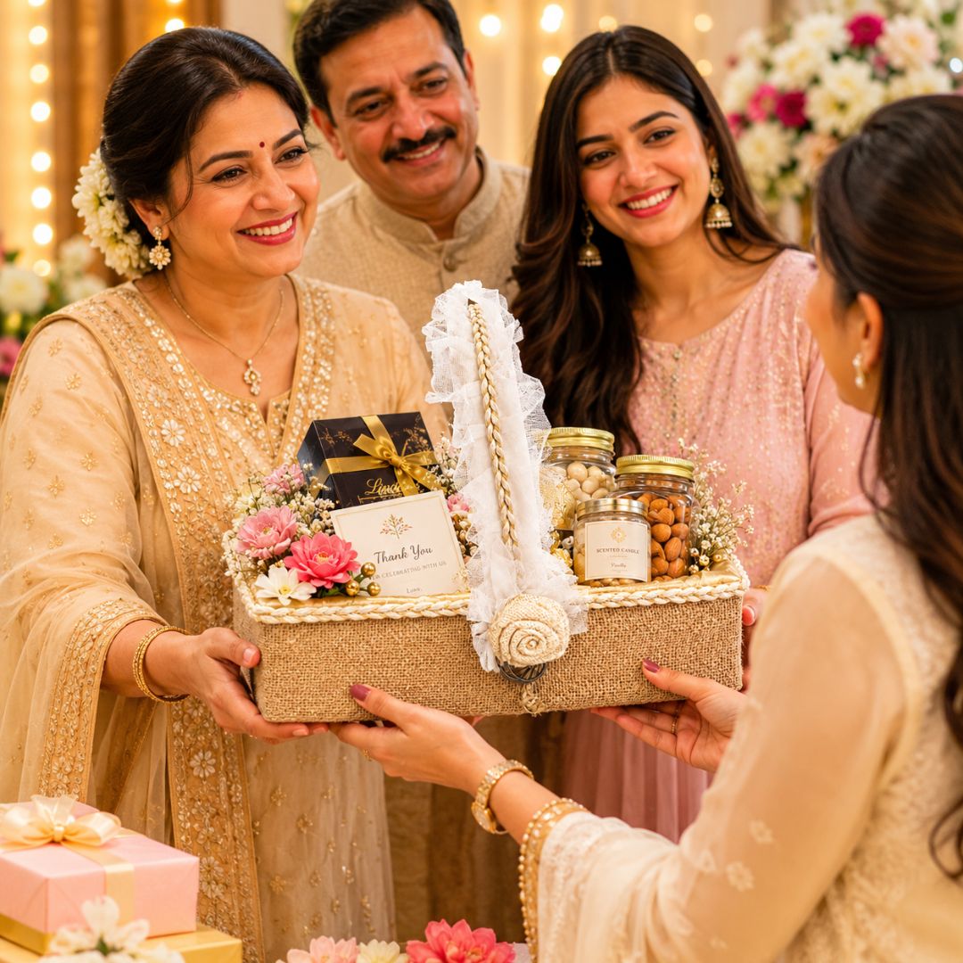 Natural Jute Wedding Hamper Basket with Handle