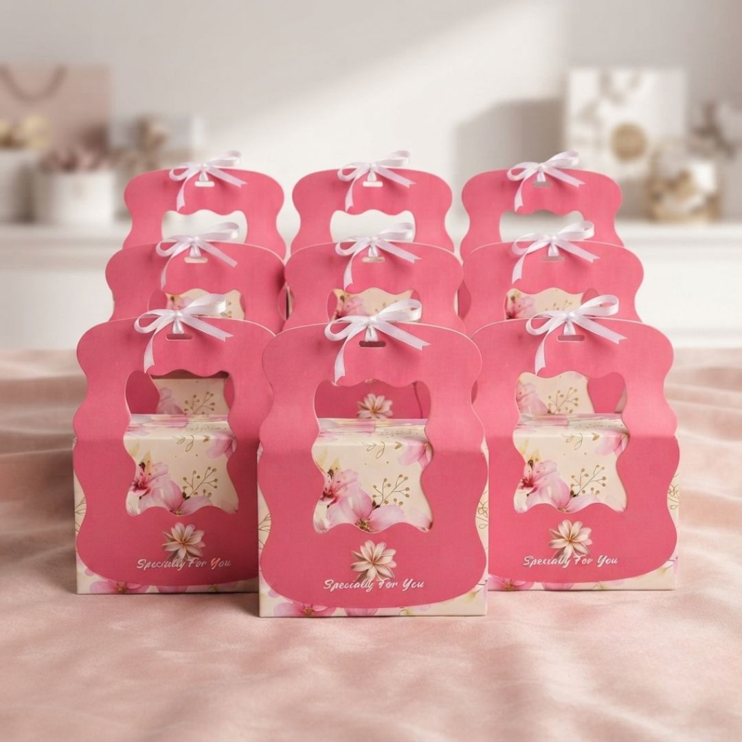 Pack of 8-Pink Window Floral Gift Box
