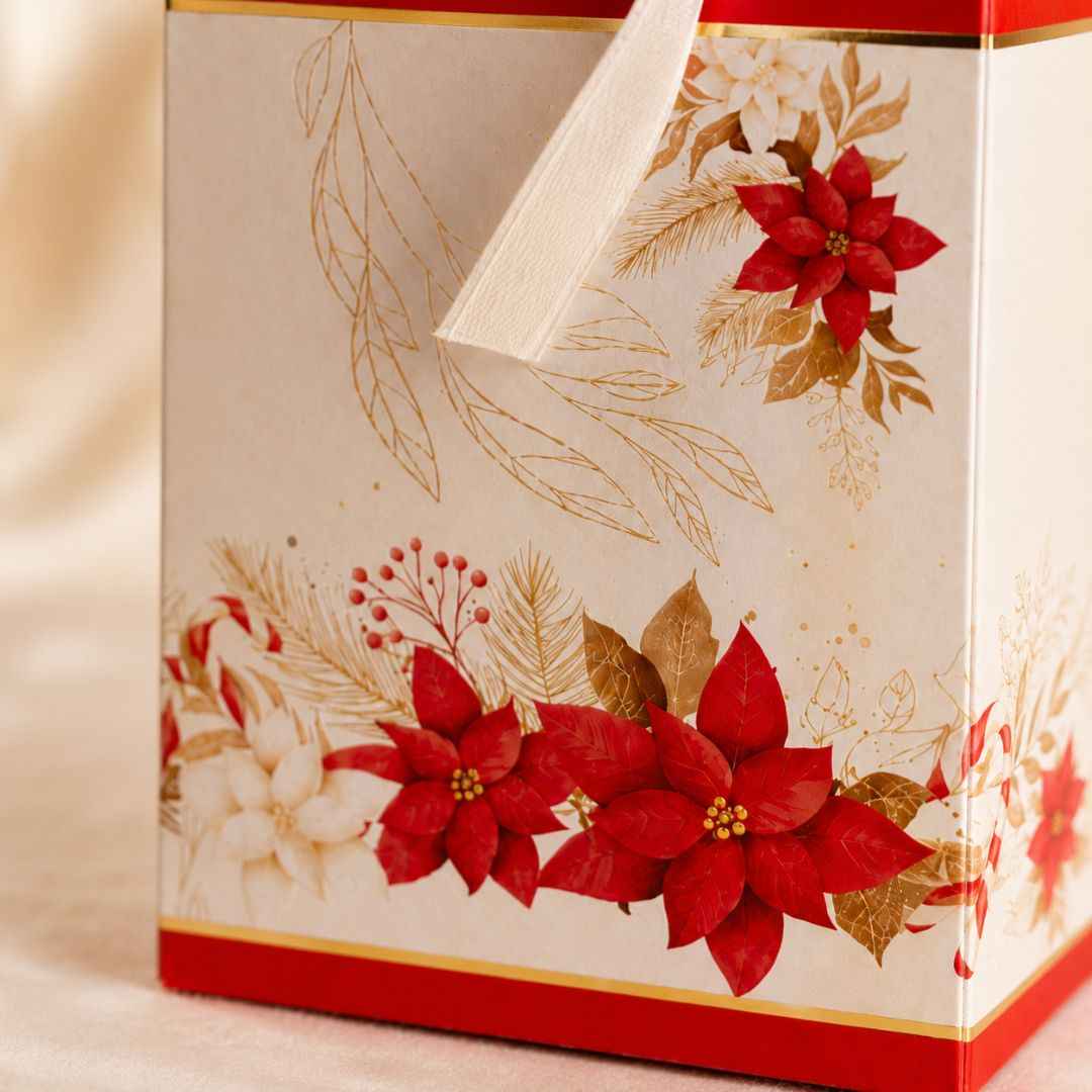 Pack of 8 -Red Floral Ribbon Gift Box