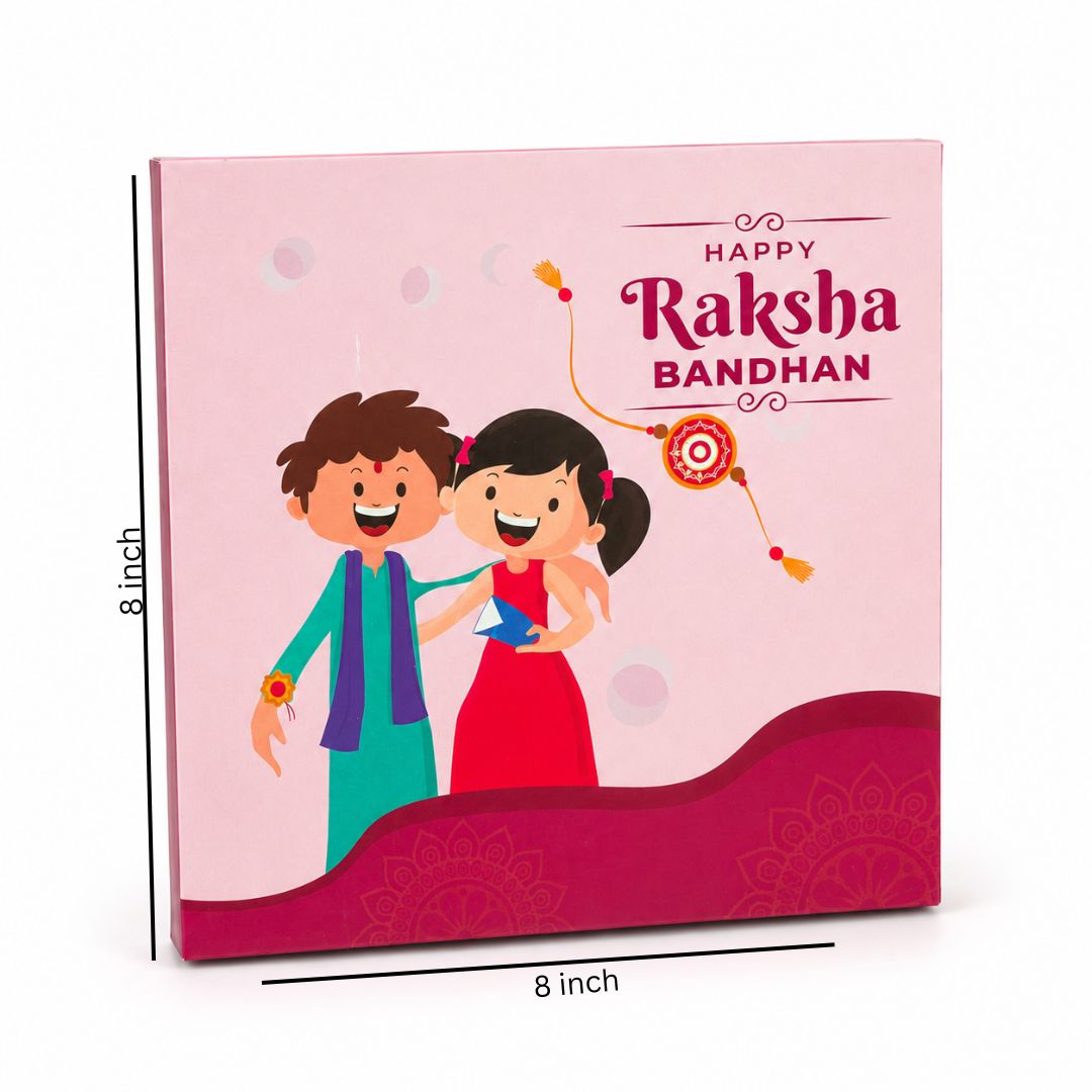 Pink Happy Raksha Bandhan Rakhi Gift Box Pack of 10