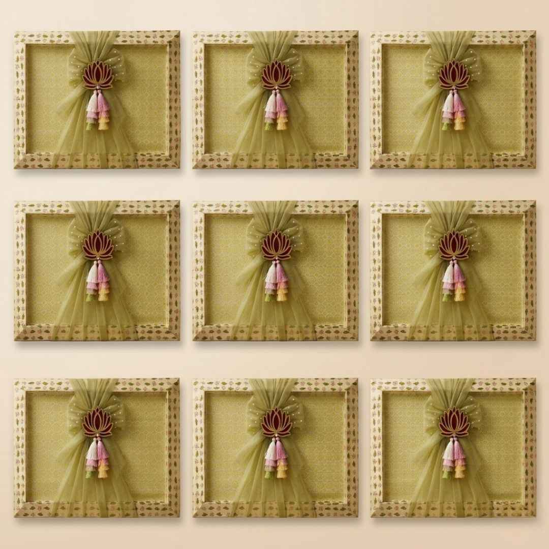 (Set of 3)Lotus Theme Decorative Gift Trays for Wedding Trousseau & Return Gift Packing (21x16 Inch)